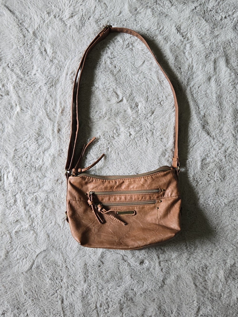 Stone & Co. Tan Bag with Front Zip Pockets